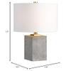 Concrete Block Cube Elegant Industrial Table Lamp | Modern Loft Gray Gold view 3