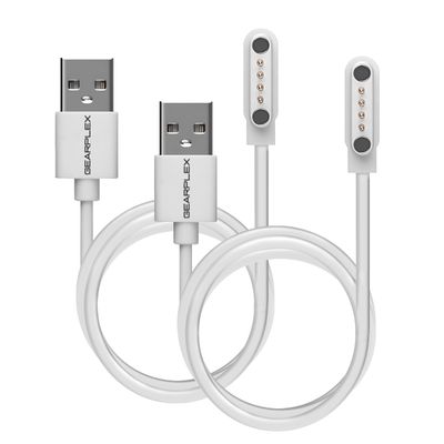 GEARPLEX Magnetic Smart Watch Charging Cable Compatible with Apple, Samsung, and Fitness Watches, Quick Charge USB Type-C, 7.62mm with 4-Pin Connections (USB Type-A [3 Feet], White)