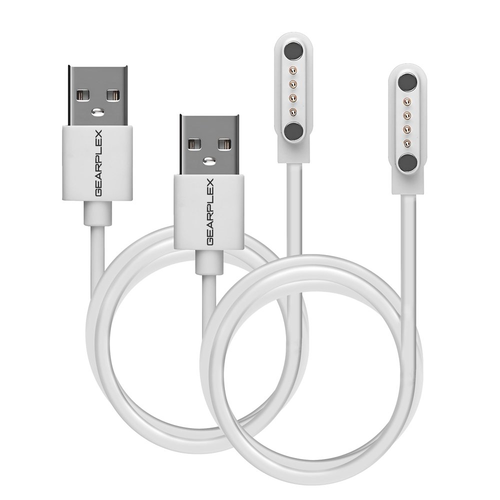 GEARPLEX Magnetic Smart Watch Charging Cable Compatible with Apple, Samsung, and Fitness Watches, Quick Charge USB Type-C, 7.62mm with 4-Pin Connections (USB Type-A [3 Feet], White)