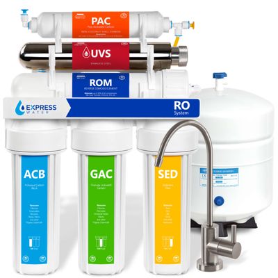 Express Water ROUV10MBN, 6-Stage RO Water Filter System, UV Filter, 100 GPD