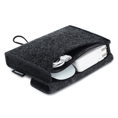 NIDOO Portable Felt Storage Bag, All-Purpose Carrying Bags, Electronics Accessories Protective Case for MacBook Power Adapter, Mouse, Cellphone, Cables, Power Bank, Portable External Hard Drive, Black