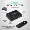Xtreme 3-Port HDMI Switch with Remote Control, Connect Three Devices to one HDMI TV Port, Gaming, Movies view 2