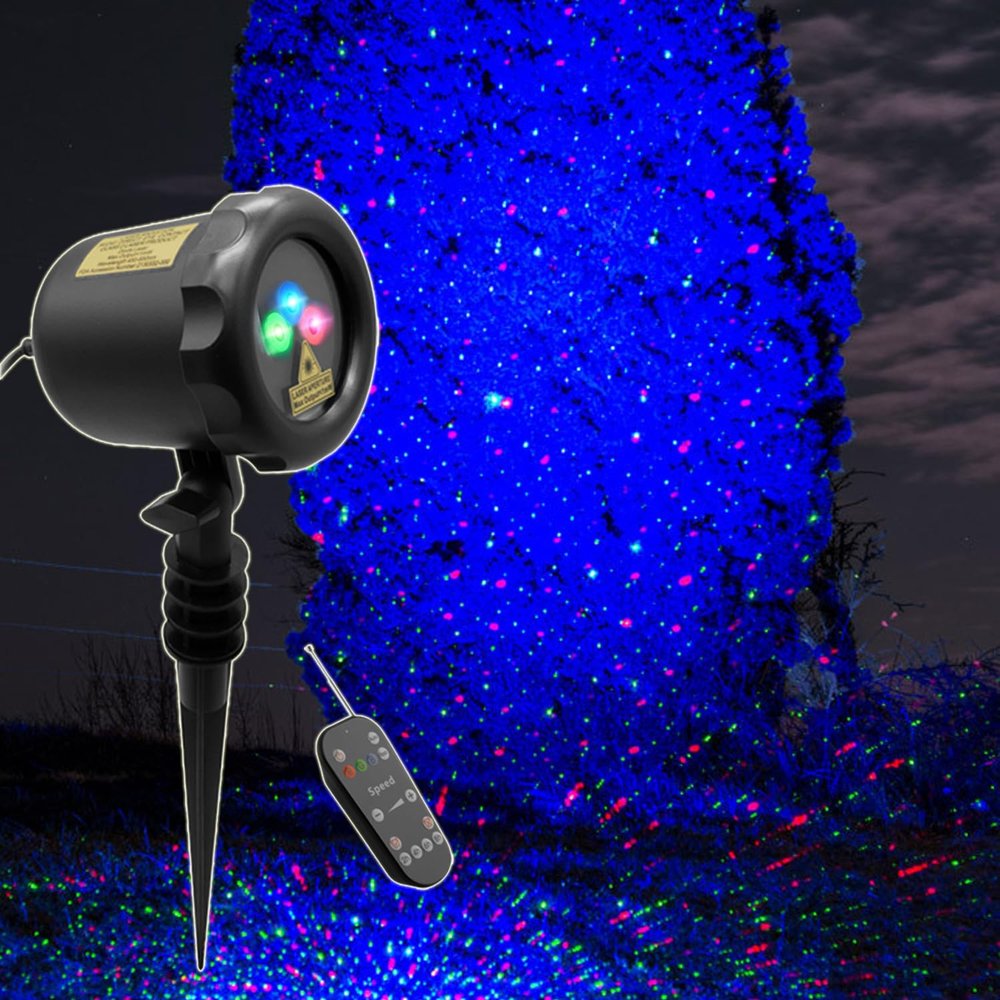 LedMAll Red and Green Laser, and Blue LED Remote Control Christmas Lights, Garden and Landscape Lights