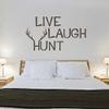 Live Laugh Hunt Vinyl Hunting Wall Decal Deer Wall Sticker Antlers Wall Decal Wall Graphic Mural Home Art Decoration Black view 1
