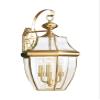 Generation Lighting 8040EN-02 Lancaster Outdoor Wall Sconce, 3-Light 10.5 Total Watts, Polished Brass, 120 Total Watts, 23 Inch Height, 11.75 Inch Wide, Clear Curved Beveled Glass Shade view 1