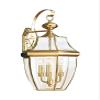 Generation Lighting 8040EN-02 Lancaster Outdoor Wall Sconce, 3-Light 10.5 Total Watts, Polished Brass, 120 Total Watts, 23 Inch Height, 11.75 Inch Wide, Clear Curved Beveled Glass Shade view 2