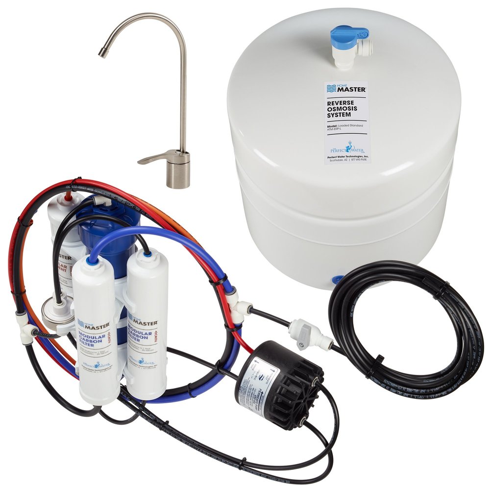 Home Master TM-ERP-L Undersink Reverse Osmosis System, 4.5s Fill Rate, 1:1 Waste Ratio, 8.5 catalytic carbon, 99% rejection hi-perf DOW membrane 18gpg, Lux Faucet, Fridge Kit, 5-year limited parts