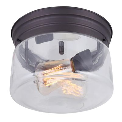Canarm Albany 2 Light Flush Mount with Clear Glass and Oil Rubbed Bronze Finish