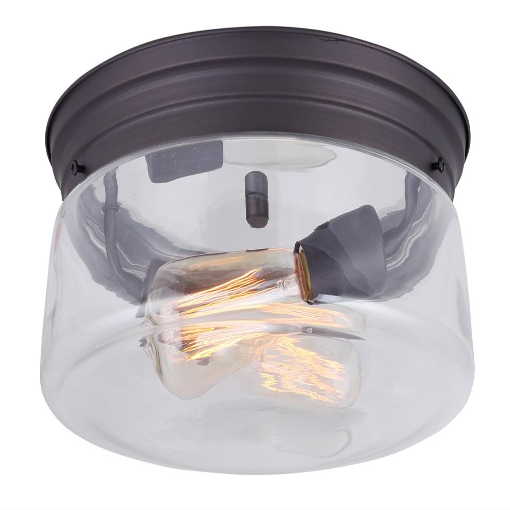 Canarm Albany 2 Light Flush Mount with Clear Glass and Oil Rubbed Bronze Finish