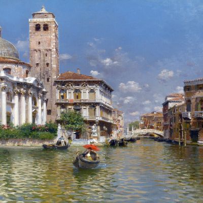 SAN GEREMIA and Palazzo Labia Venice by Rubens Santoro Bridge River Canal Boat Accent Tile Mural Kitchen Bathroom Wall Backsplash Behind Stove Range Sink Splashback One Tile 6"x8" Ceramic, Matte