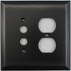 Jumbo Stamped Oil Rubbed Bronze Two Gang Combo Wall Plate - One Push Button Light Switch One Duplex Outlet view 1