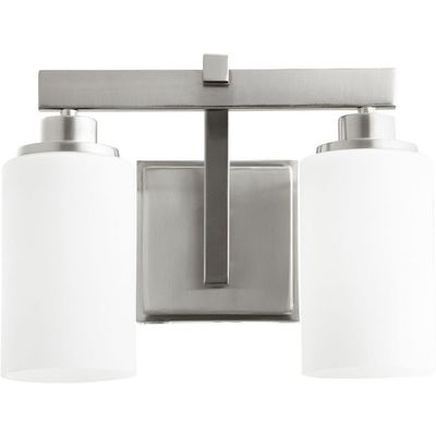 Quorum 5207-2-65 Transitional Two Light Vanity from Lancaster Collection in Pewter, Nickel, Silver Finish,