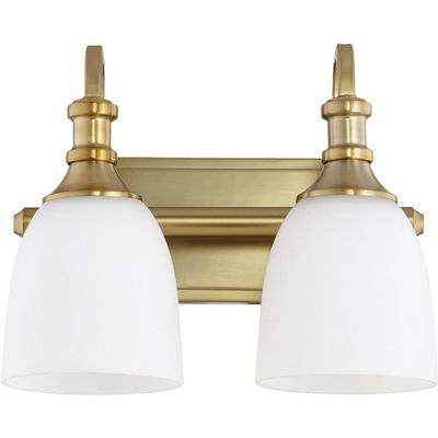 Quorum International 5011-2-80 I Richmond Collection Two Light Bathroom Vanity - Aged Brass Finish I LED Compatible I Modern Contemporary Light Fixture I