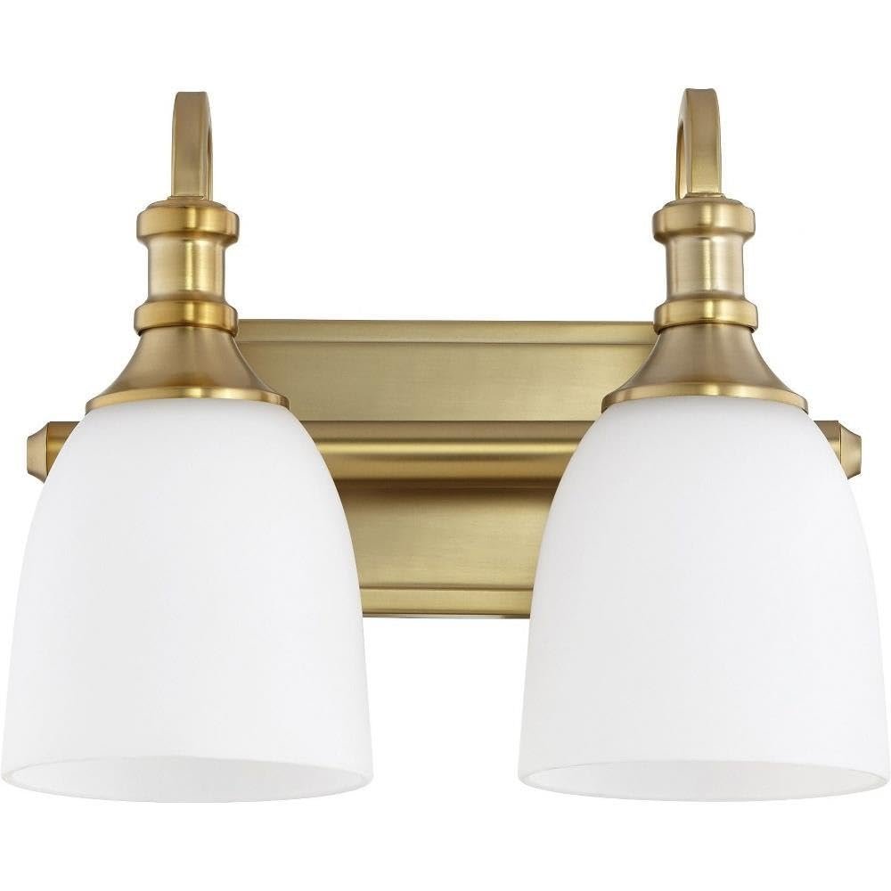 Quorum International 5011-2-80 I Richmond Collection Two Light Bathroom Vanity - Aged Brass Finish I LED Compatible I Modern Contemporary Light Fixture I