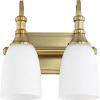 Quorum International 5011-2-80 I Richmond Collection Two Light Bathroom Vanity - Aged Brass Finish I LED Compatible I Modern Contemporary Light Fixture I view 3