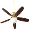 Quorum 70525-80 Protruding Mount, 5 Dark Oak/Walnut Blades Ceiling fan with 13 watts light, Aged Brass view 4
