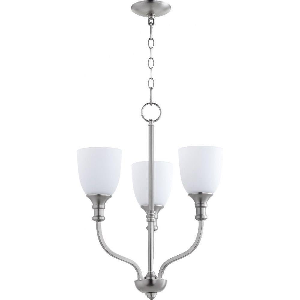 Quorum 6811-3-65 Transitional Three Light Chandelier from Richmond Collection in Pewter, Nickel, Silver Finish,