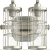Quorum 5364-2-7 Restoration Two Light Vanity from Ellis Collection in Pewter, Nickel, Silver Finish, Tumbled Steel view 3