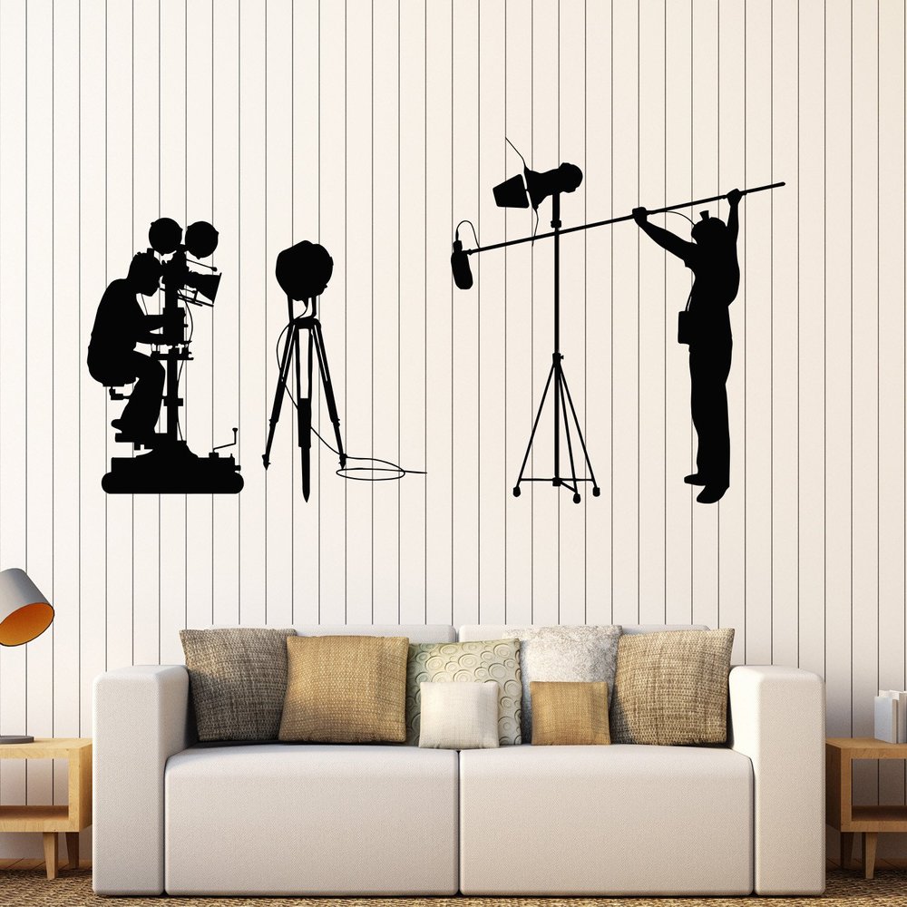 DesignToRefine Vinyl Wall Cinema Cinematography Camera Filming Director Decal Stickers Large Decor (768ig) Pink