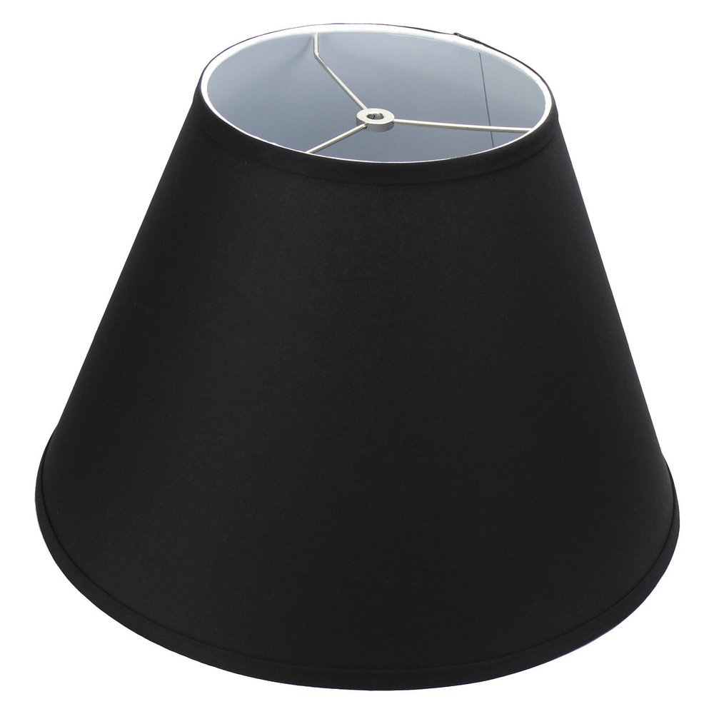 FenchelShades.com Lampshade 9" Top Diameter x 18" Bottom Diameter x 13" Slant Height with Washer (Spider) Attachment for Lamps with a Harp (Black)