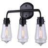 Canarm Lochlan 3 Light Vanity Light with Clear Glass - Matte Black Finish - Easy Connect Included view 1