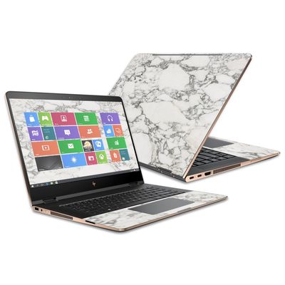 MightySkins Skin Compatible with HP Spectre x360 Convertible 15.6" (2017) - White Marble | Protective, Durable, and Unique Vinyl Decal wrap Cover | Easy to Apply, Remove | Made in The USA