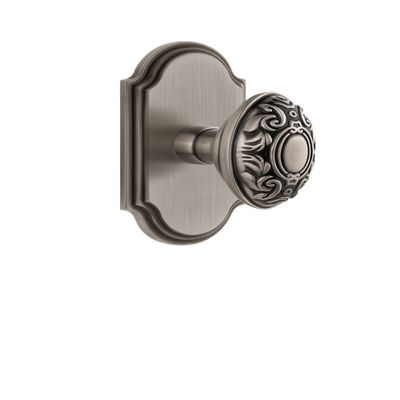 Grandeur 821931 Arc Plate Privacy with Grande Victorian Knob in Antique Pewter, 2.375