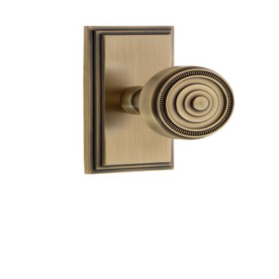 Grandeur 825716 Carre Plate Privacy with Soleil Knob in Vintage Brass, Privacy - 2.375