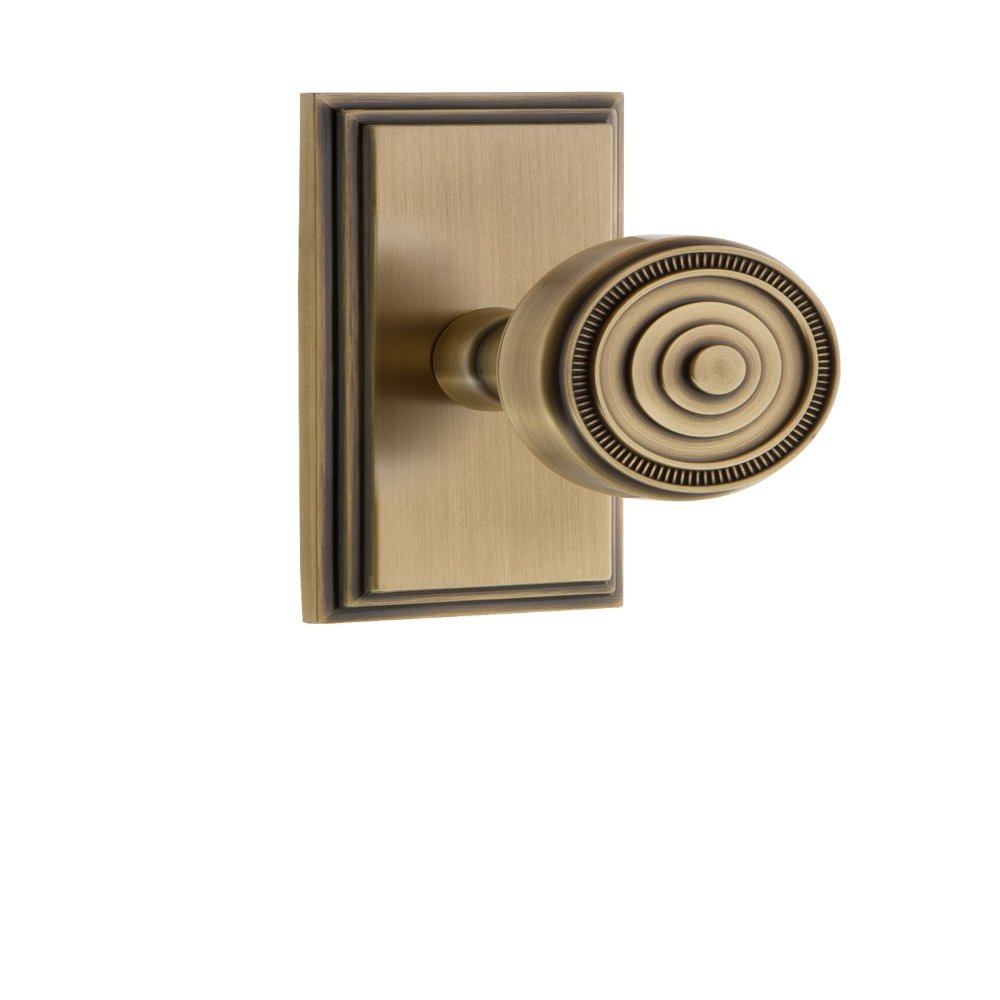 Grandeur 825716 Carre Plate Privacy with Soleil Knob in Vintage Brass, Privacy - 2.375