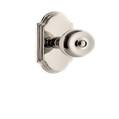 Grandeur 821357 Arc Plate Privacy with Bouton Knob in Polished Nickel, 2.375