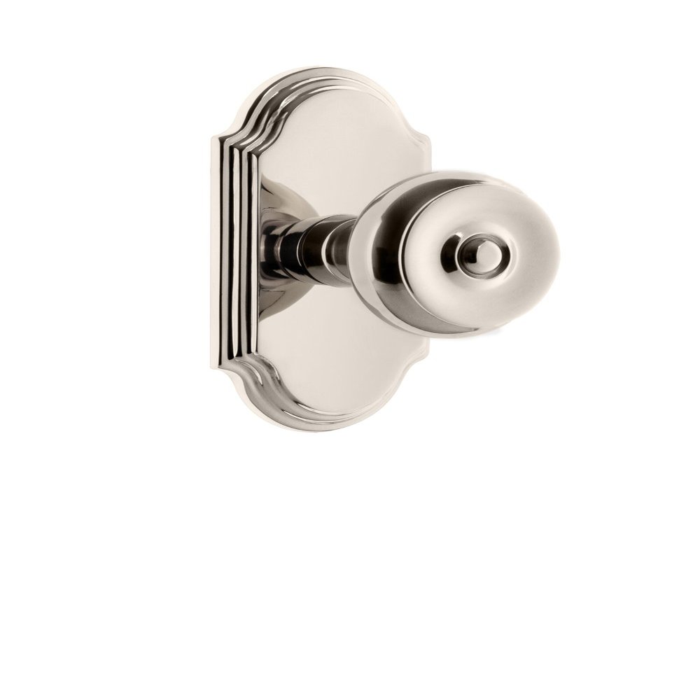 Grandeur 821357 Arc Plate Privacy with Bouton Knob in Polished Nickel, 2.375