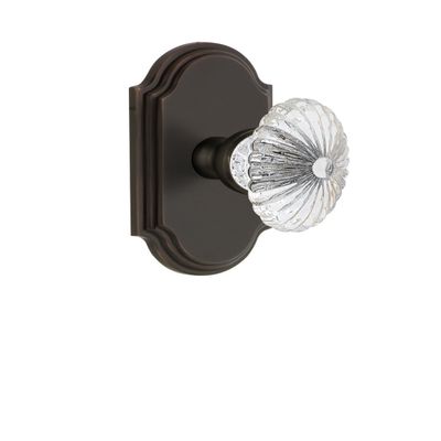 Grandeur 821409 Arc Plate Privacy with Burgundy Crystal Knob in Timeless Bronze, 2.75
