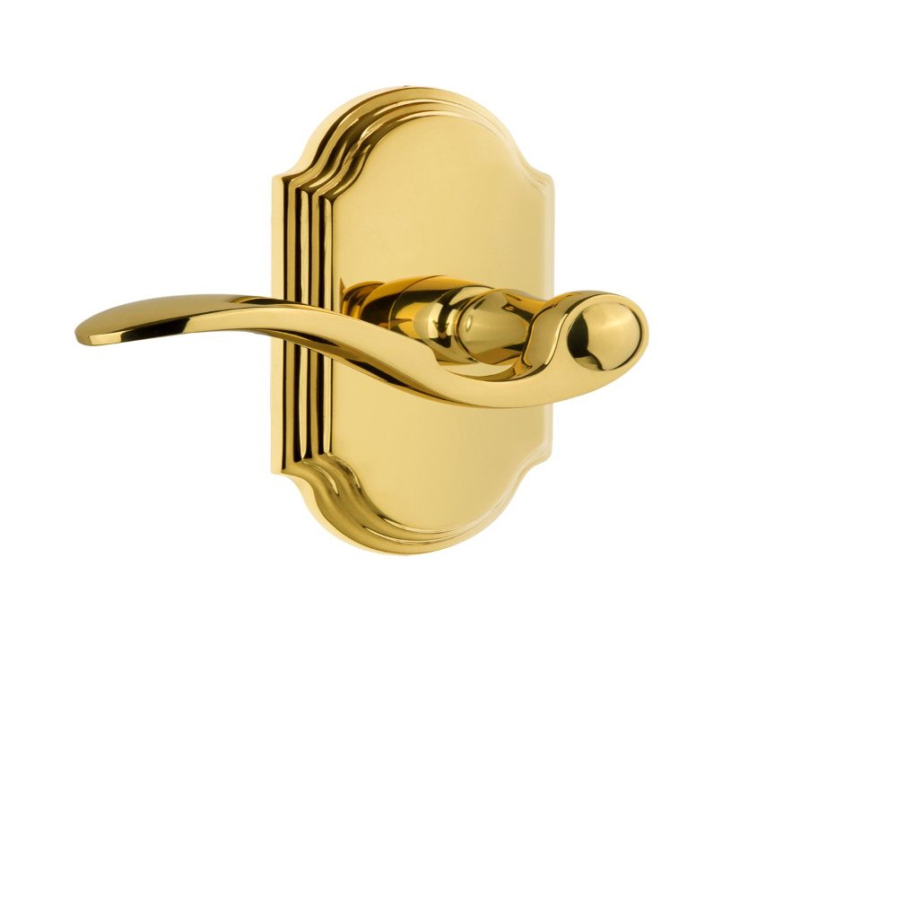 Grandeur Arc Plate with Bellagio Lever , Privacy 2.75" Right-Handed, Polished Brass