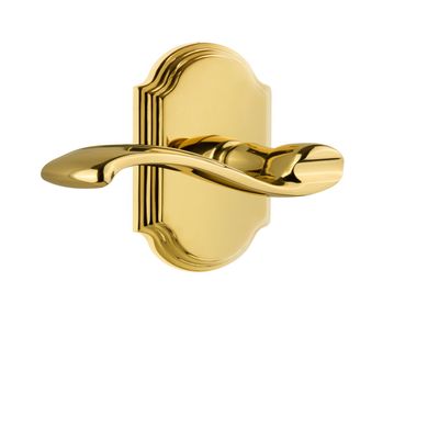 Grandeur Arc Plate Privacy with Portofino Lever in Polished Nickel