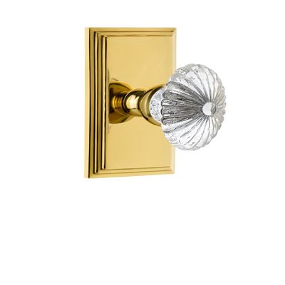 Grandeur 825260 Carre Plate Privacy with Burgundy Crystal Knob in Polished Brass, Privacy - 2.75