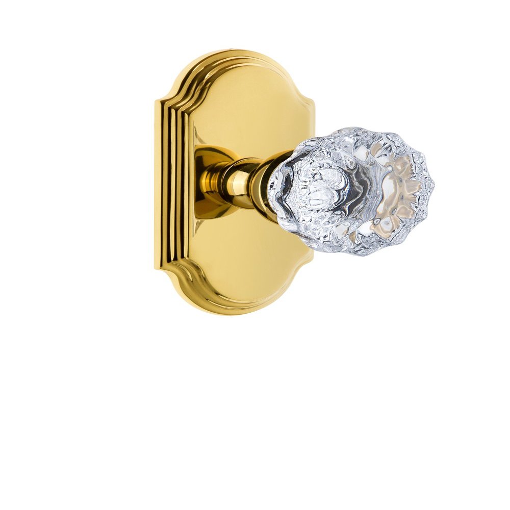 Grandeur 821809 Arc Plate Privacy with Fontainebleau Crystal Knob in Polished Brass, 2.75