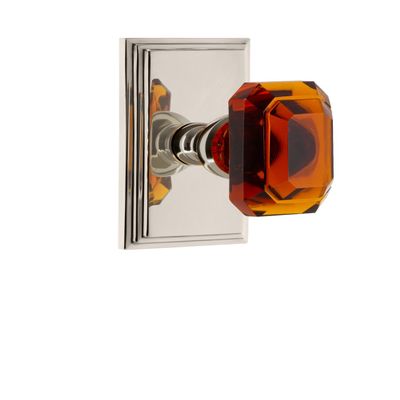 Grandeur 828187 Carre Plate Double Dummy with Baguette Crystal Knob in Polished Nickel