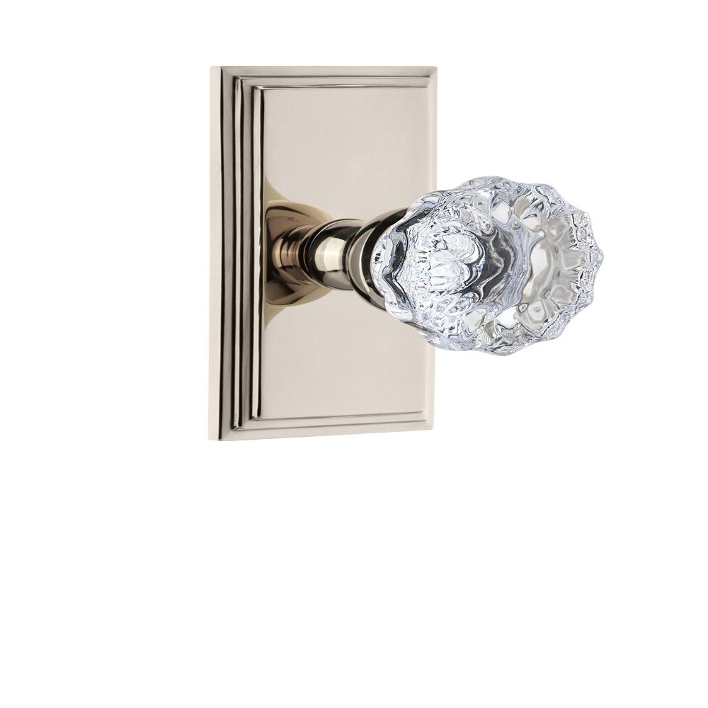 Grandeur 825339 Carre Plate Privacy with Fontainebleau Crystal Knob in Polished Nickel, Privacy - 2.75