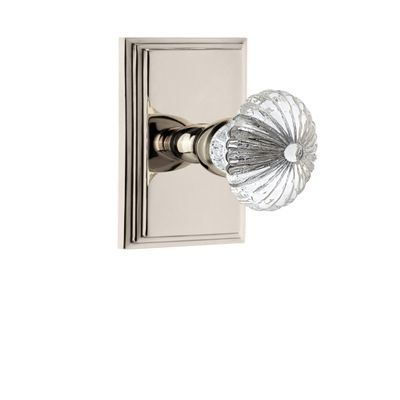 Grandeur 825261 Carre Plate Privacy with Burgundy Crystal Knob in Polished Nickel, Privacy - 2.75