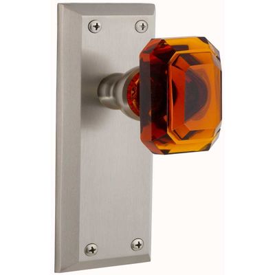 Grandeur 827829 Fifth Avenue Plate Passage with Baguette Crystal Knob in Satin Nickel, Passage - 2.375