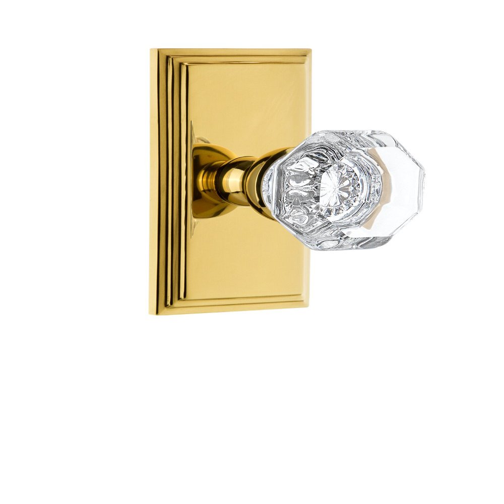 Grandeur 825282 Carre Plate Privacy with Chambord Crystal Knob in Polished Brass, Privacy - 2.375