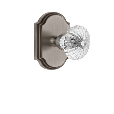 Grandeur 821393 Arc Plate Privacy with Burgundy Crystal Knob in Antique Pewter, 2.75