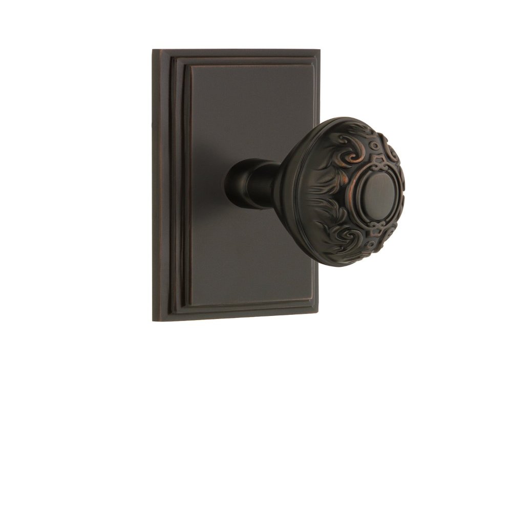 Grandeur 825369 Carre Plate Privacy with Grande Victorian Knob in Timeless Bronze, Privacy - 2.75