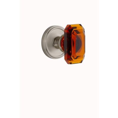 Grandeur 828441 Georgetown Rosette Privacy with Baguette Crystal Knob in Satin Nickel, Privacy - 2.375
