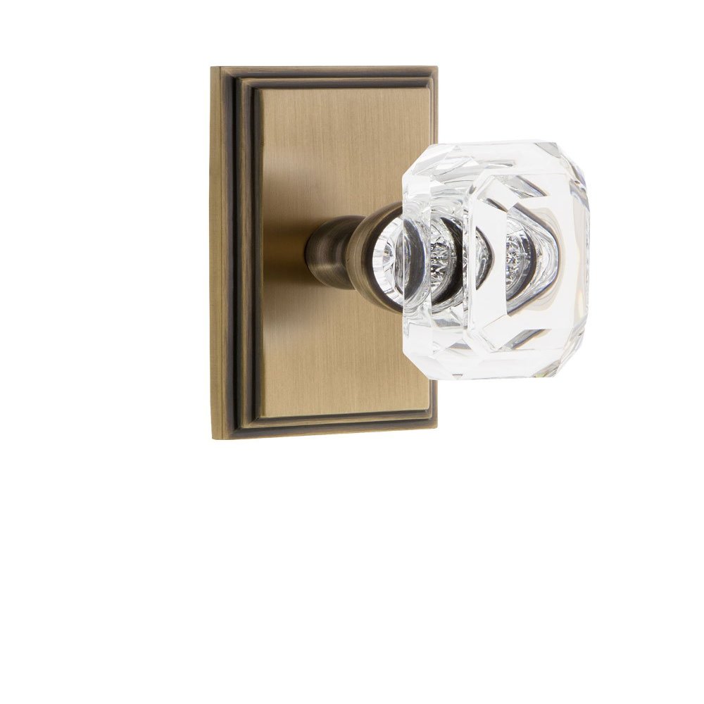 Grandeur 827770 Carre Plate Passage with Baguette Crystal Knob in Vintage Brass, Passage - 2.375
