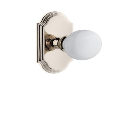 Grandeur 822041 Arc Plate Privacy with Hyde Park Knob in Polished Nickel, 2.75
