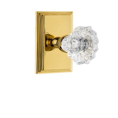 Grandeur 825220 Carre Plate Privacy with Biarritz Crystal Knob in Polished Brass, Privacy - 2.375
