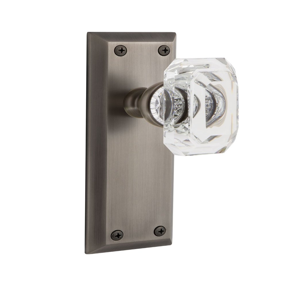 Grandeur 828394 Fifth Avenue Plate Privacy with Baguette Crystal Knob in Antique Pewter, Privacy - 2.75