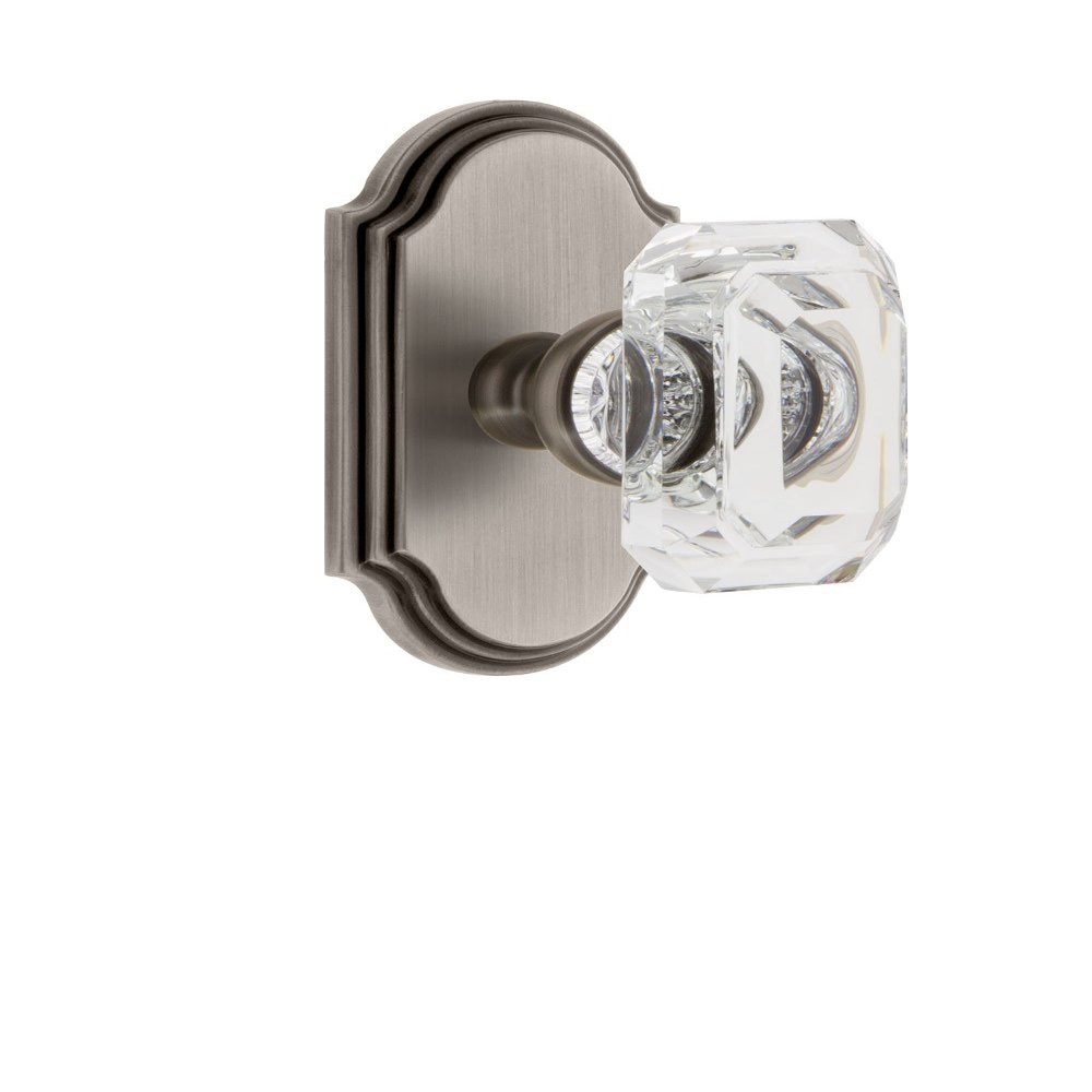 Grandeur 827710 Arc Plate Passage with Baguette Crystal Knob in Antique Pewter, 2.75