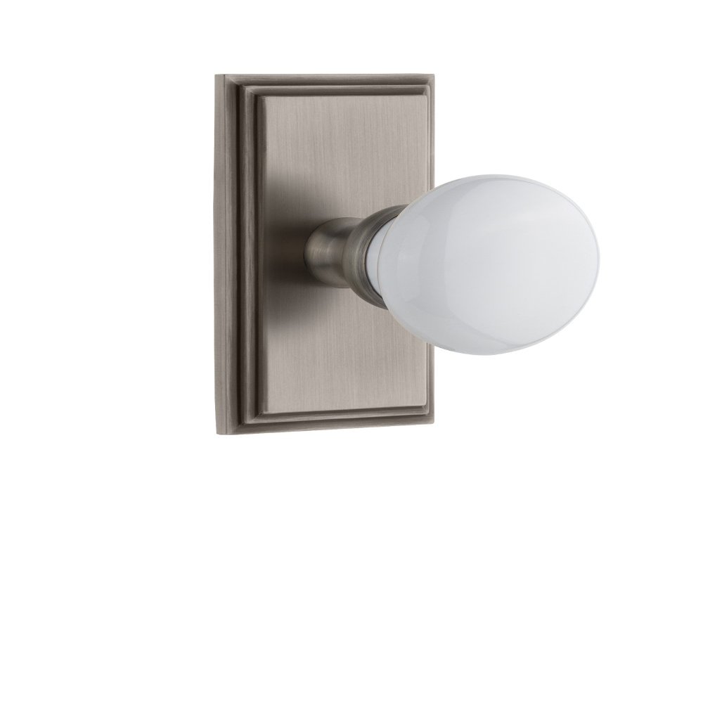 Grandeur 825377 Carre Plate Privacy with Hyde Park Knob in Antique Pewter, Privacy - 2.375
